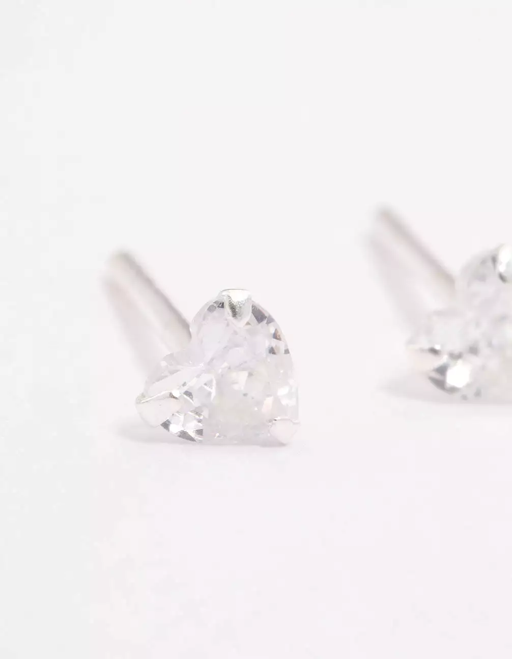 Sterling Silver Cubic Zirconia Heart Stud Earrings 4mm