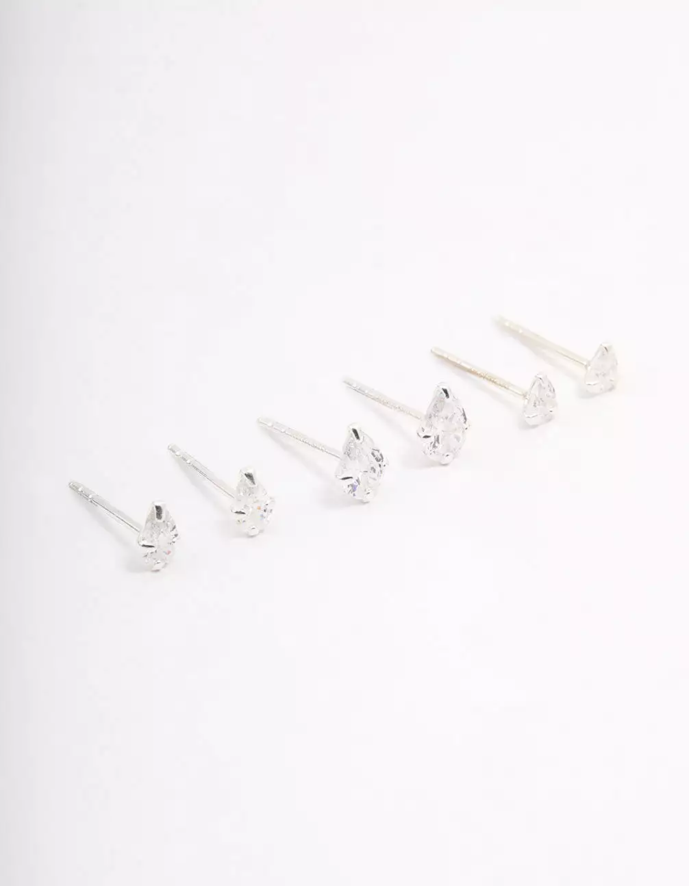 Sterling Silver Cubic Zirconia Stud Earring 3-Pack