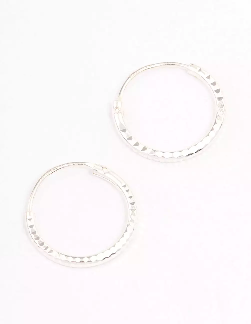 Sterling Silver Diamante Hoop Earrings 12mm