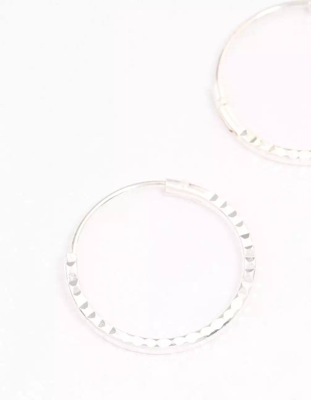 Sterling Silver Diamante Hoop Earrings