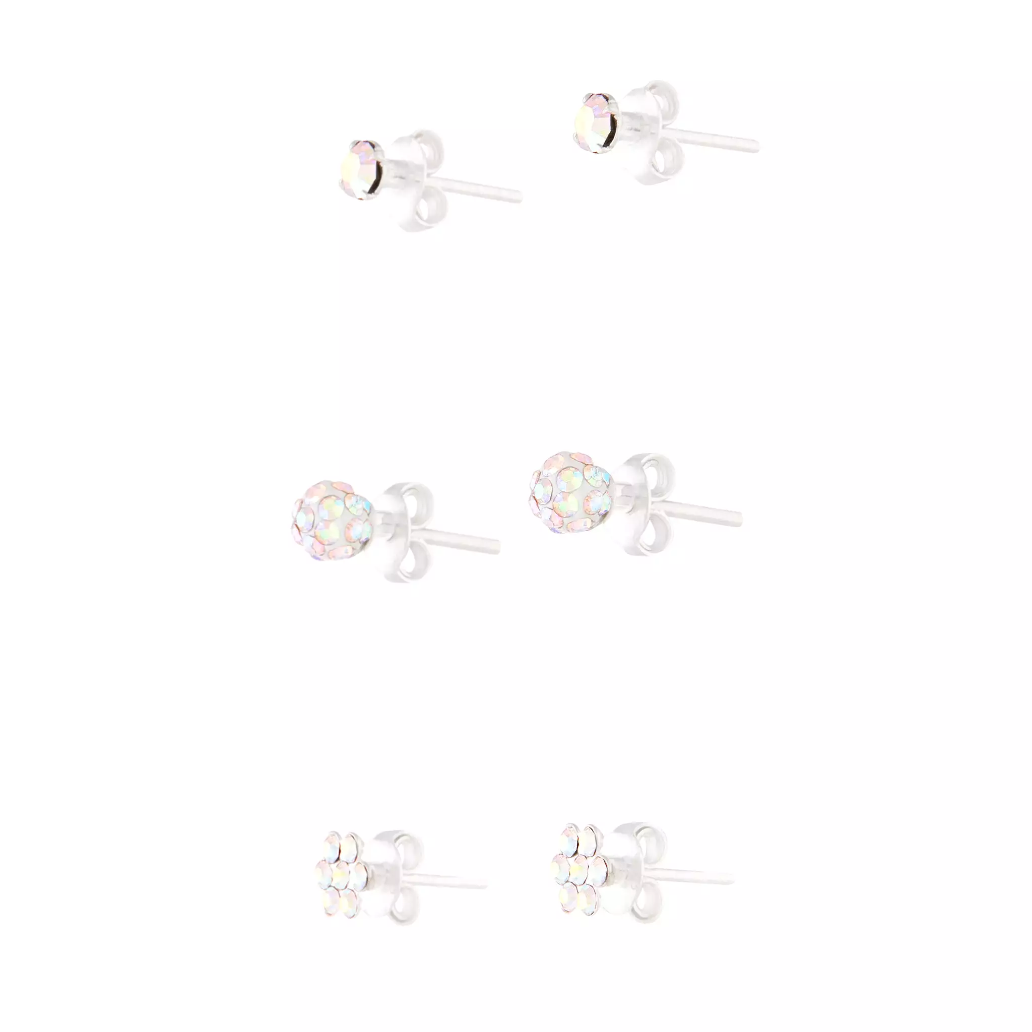 Sterling Silver Diamante Stud, Flower & Bead Pack