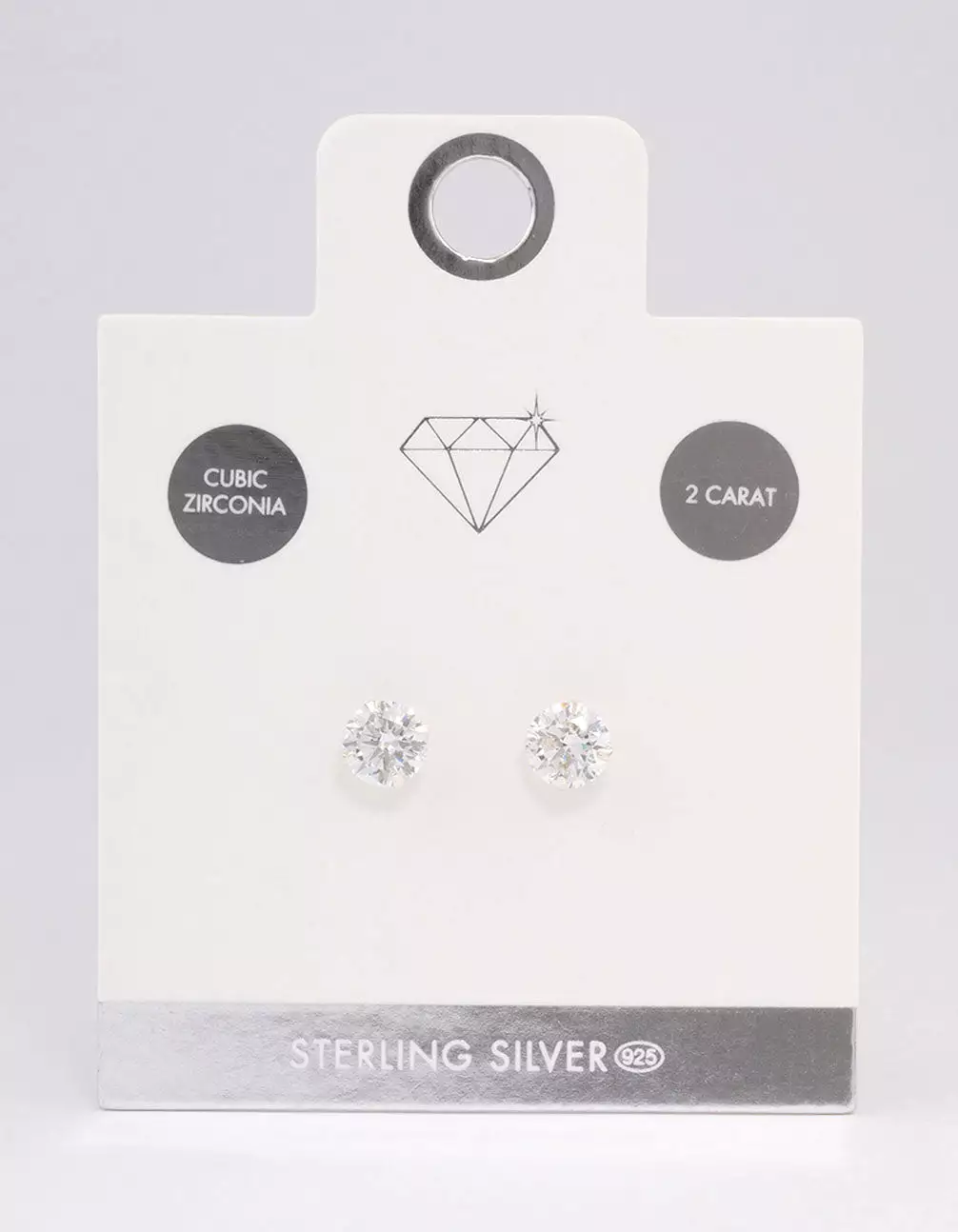 Sterling Silver Double Cubic Zirconia Stud Earrings