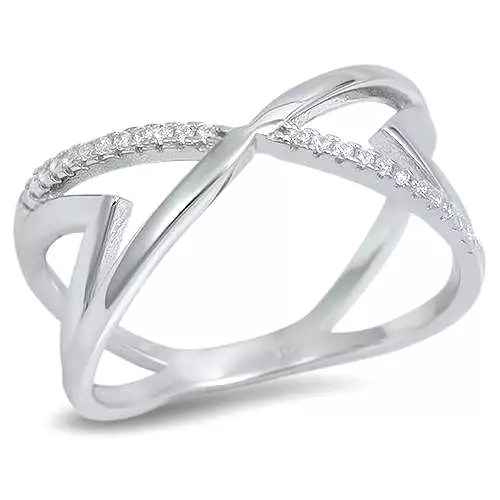 Sterling Silver Geometric CZ Ring