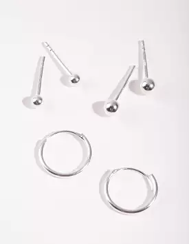 Sterling Silver Gradual Ball Hoop Earring Pack