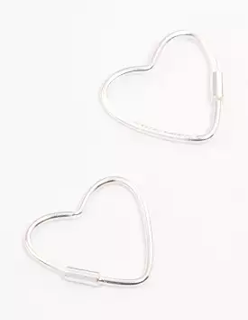 Sterling Silver Heart Hoop Earrings 12mm