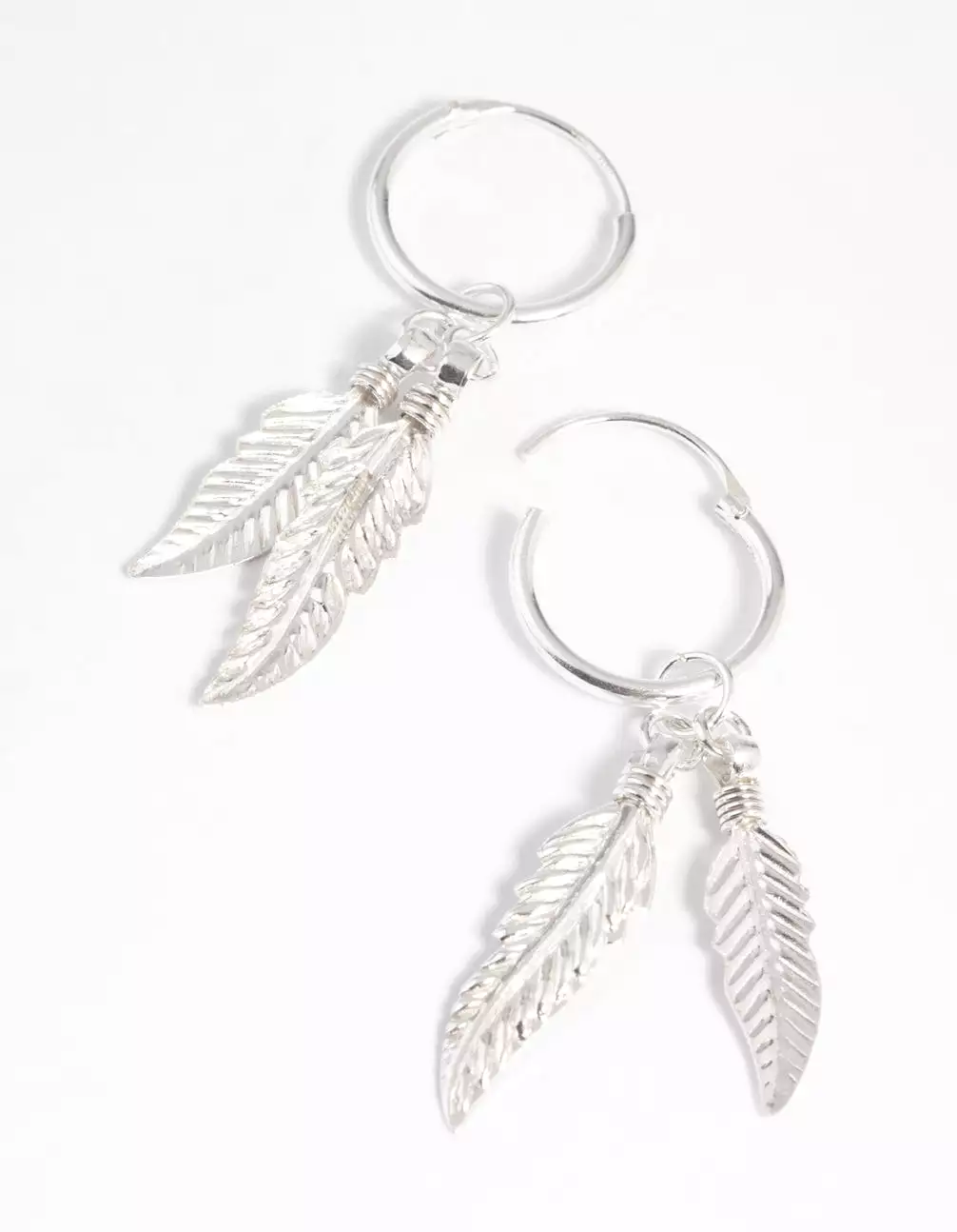 Sterling Silver Leaves Huggie Hoop Earrings