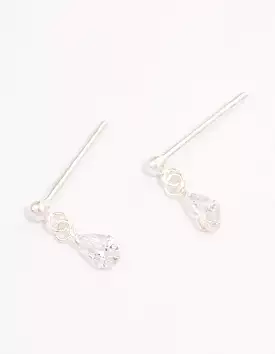 Sterling Silver Pear Cubic Zirconia Drop Earrings