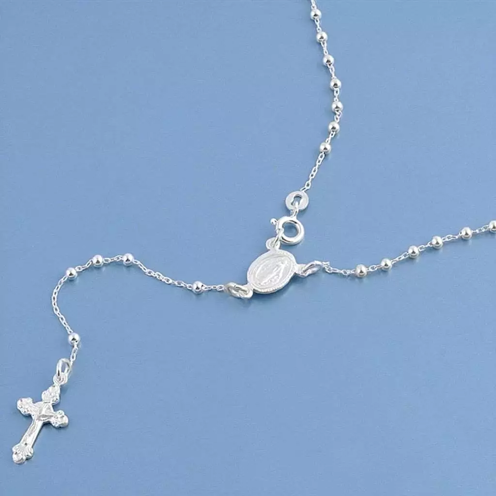 Sterling Silver Rosary Necklace 2.5mm