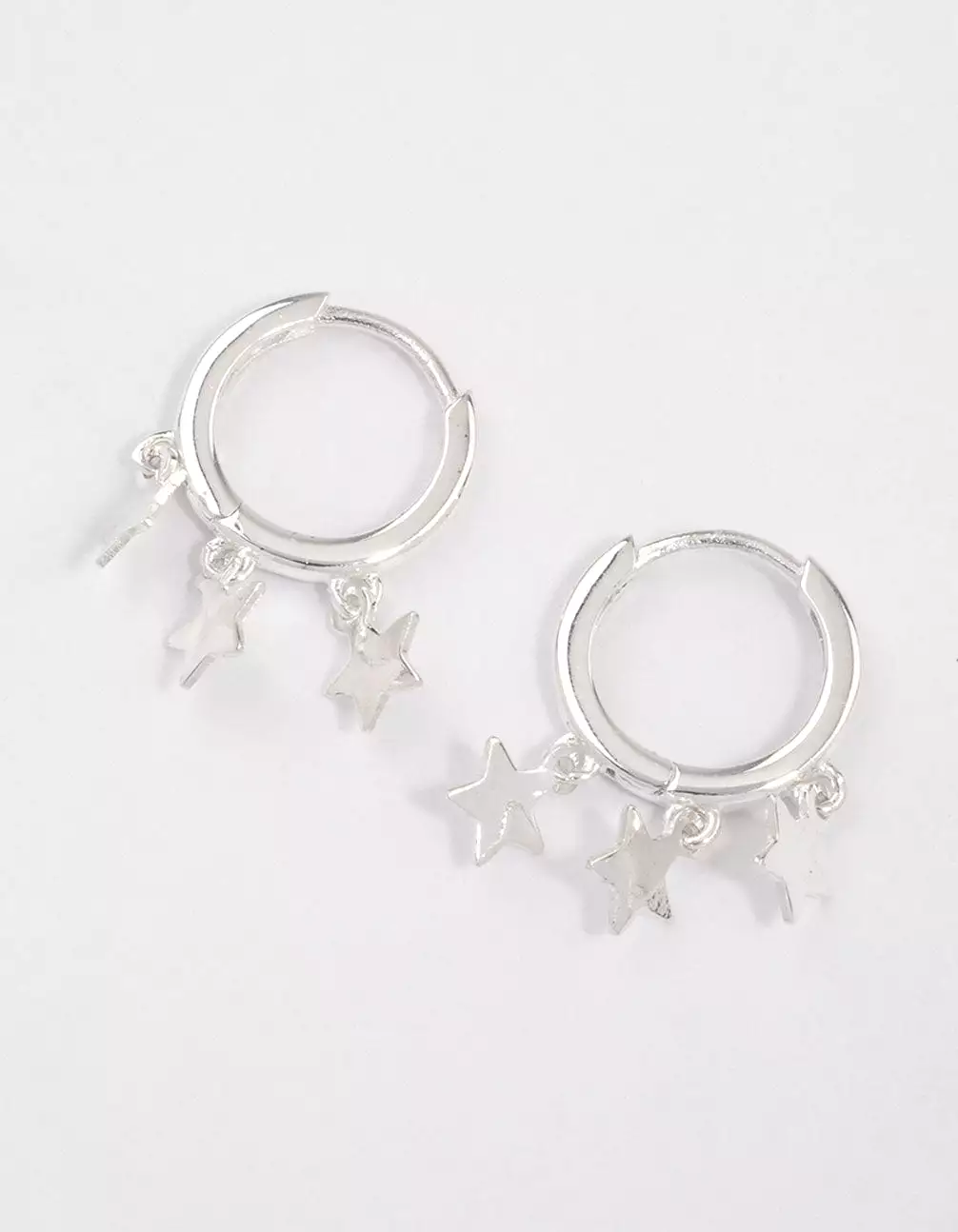 Sterling Silver Trio Star Huggie Earrings