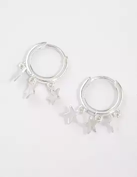 Sterling Silver Trio Star Huggie Earrings