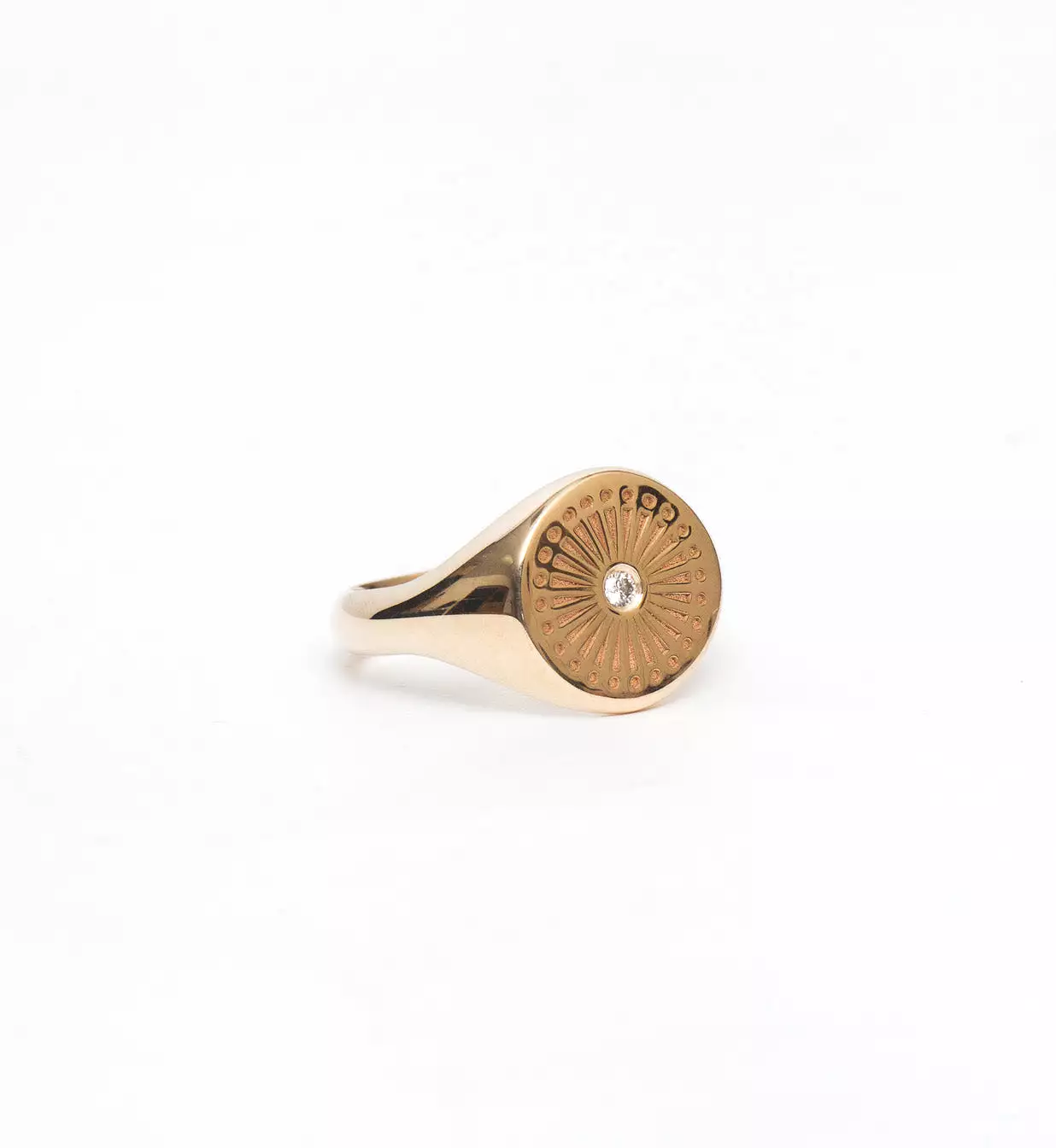 Sunbeam Engraved Signet Ring