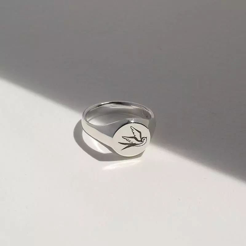 Swallow Signet Ring in Sterling Silver