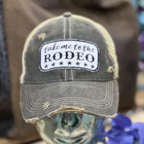 Take Me to the Rodeo Black Wash Brim Hat