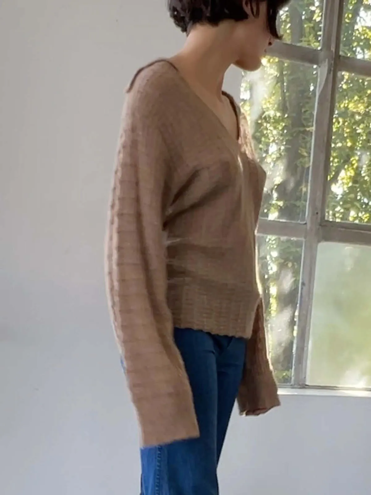 Textured Alpaca Sweater - Almond