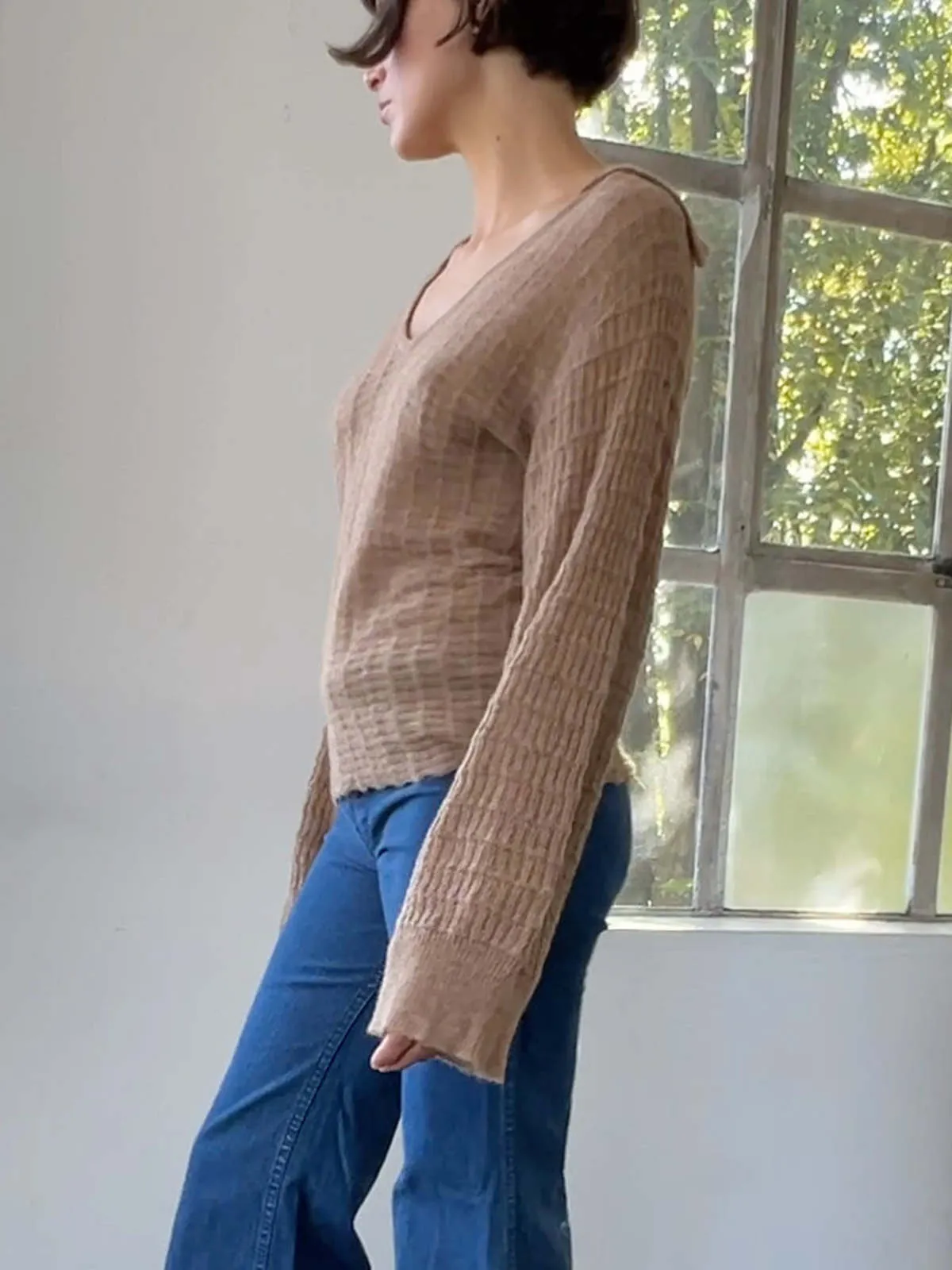 Textured Alpaca Sweater - Almond