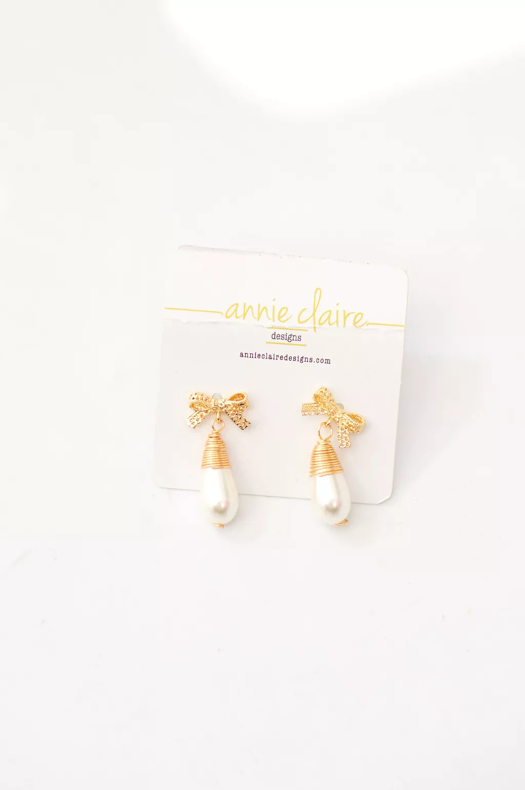 The Bow Pearl 'Gracie' Earrings by Annie Claire Designs