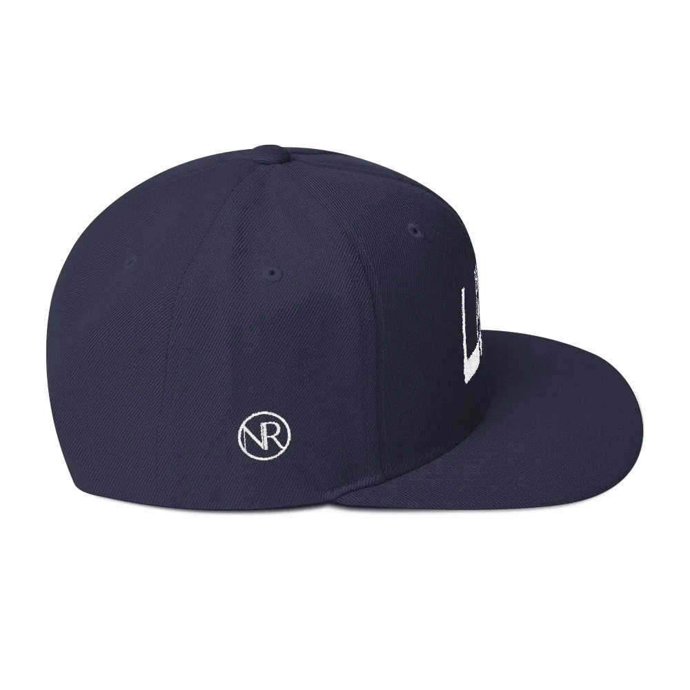 USA Designs - Embroidered Flat Brim, Snapback Hat - USA