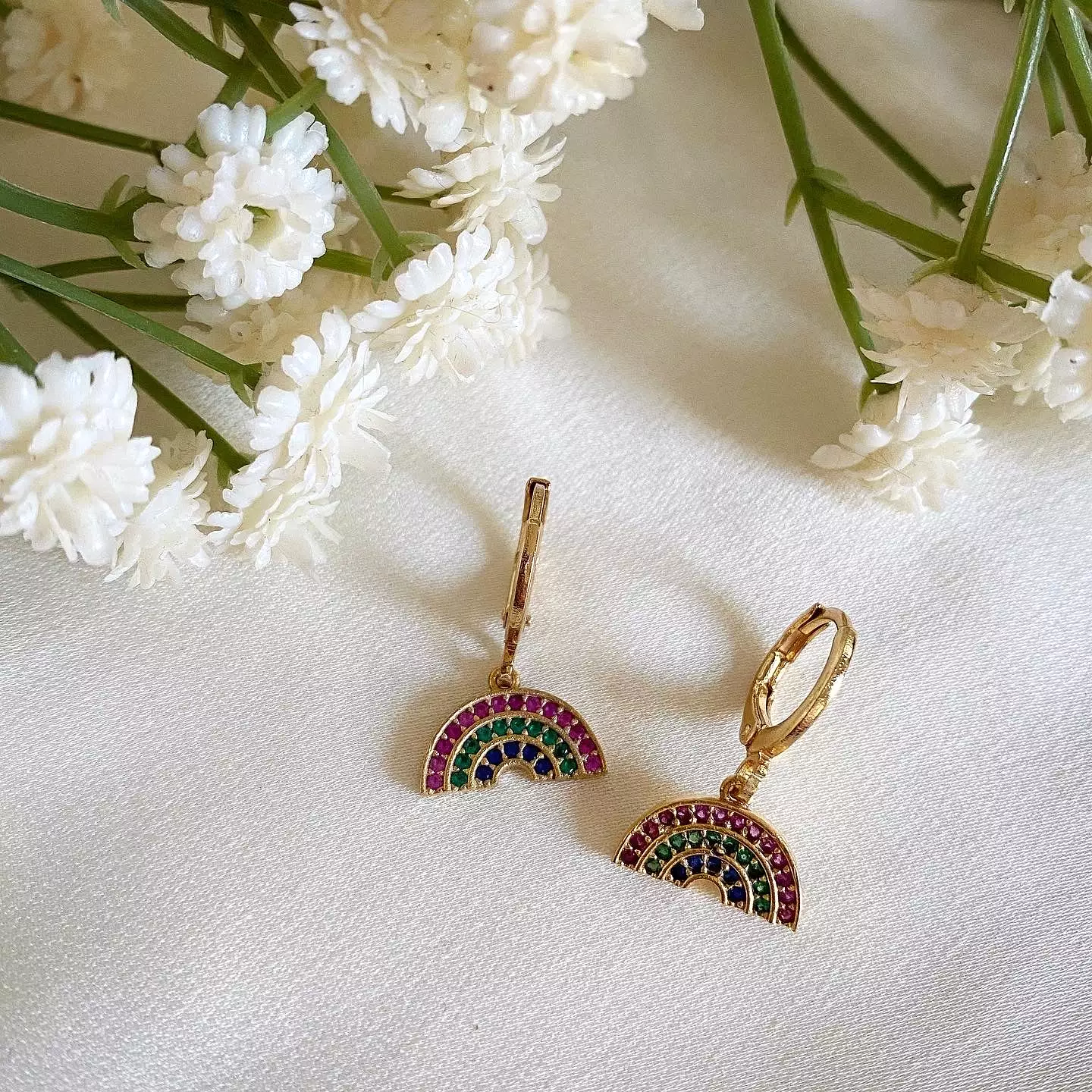 Wisteria London Rainbow Huggie Hoop Earrings