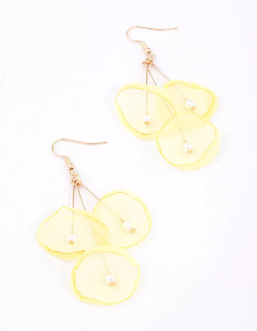 Yellow Multi Pearl Flower Drop Earrings