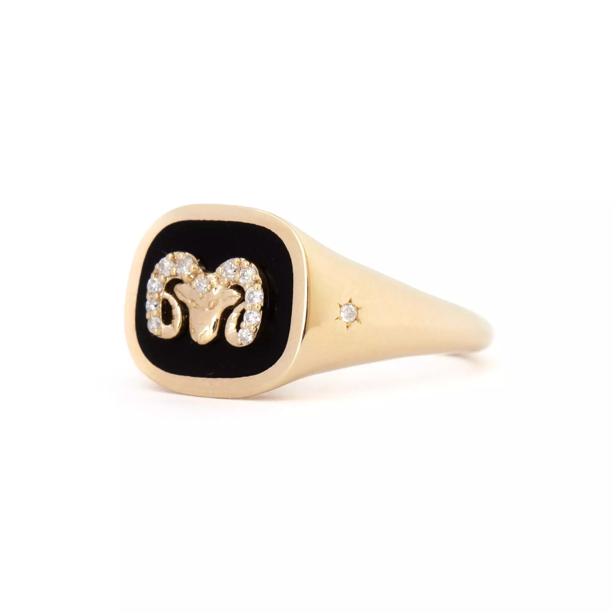 Zodiac Ceramic & Diamond Aries Signet Ring